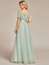 Load image into Gallery viewer, Color=Mint Green | Women's Pretty V-Neck A-Line Floor-Length Wholesale Bridesmaid Dresses EP07962-Mint Green
