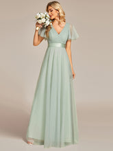 Load image into Gallery viewer, Color=Mint Green | Women's Pretty V-Neck A-Line Floor-Length Wholesale Bridesmaid Dresses EP07962-Mint Green
