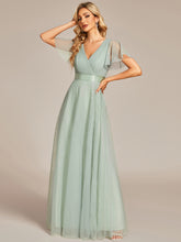 Load image into Gallery viewer, Color=Mint Green | Women's Pretty V-Neck A-Line Floor-Length Wholesale Bridesmaid Dresses EP07962-Mint Green
