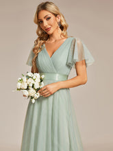 Load image into Gallery viewer, Color=Mint Green | Women's Pretty V-Neck A-Line Floor-Length Wholesale Bridesmaid Dresses EP07962-Mint Green