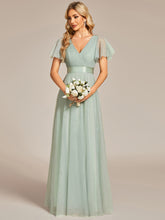 Load image into Gallery viewer, Color=Mint Green | Women's Pretty V-Neck A-Line Floor-Length Wholesale Bridesmaid Dresses EP07962-Mint Green