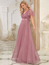 Load image into Gallery viewer, Color=Orchid | Women's Pretty V-Neck A-Line Floor-Length Wholesale Bridesmaid Dresses EP07962-Orchid 3