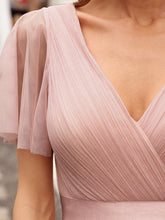 Load image into Gallery viewer, Color=Pink | Women's V-Neck A-Line Floor-Length Wholesale Bridesmaid Dresses EP07962-Pink