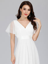 Load image into Gallery viewer, Color=White | Women's V-Neck A-Line Floor-Length Wholesale Bridesmaid Dresses EP07962-White