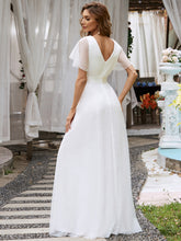 Load image into Gallery viewer, Color=White | Women's V-Neck A-Line Floor-Length Wholesale Bridesmaid Dresses EP07962-White