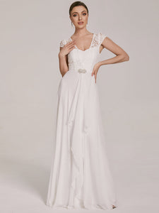 Color=Cream | Sweetheart Floral Lace Wholesale Wedding Guest Dress-Cream 1