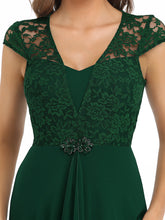 Load image into Gallery viewer, Color=Dark Green | Sweetheart Floral Lace Wholesale Wedding Guest Dress-Dark Green 5