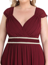 Load image into Gallery viewer, Color=Burgundy | Sleeveless Floor Length V Neck Wholesale Bridesmaid dresses-Burgundy 5