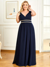 Load image into Gallery viewer, Color=Navy Blue | Sleeveless Floor Length V Neck Wholesale Bridesmaid dresses-Navy Blue 4