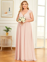 Load image into Gallery viewer, Color=Pink | Sleeveless Floor Length V Neck Wholesale Bridesmaid dresses-Pink 1