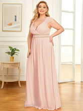 Load image into Gallery viewer, Color=Pink | Sleeveless Floor Length V Neck Wholesale Bridesmaid dresses-Pink 2