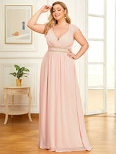 Load image into Gallery viewer, Color=Pink | Sleeveless Floor Length V Neck Wholesale Bridesmaid dresses-Pink 3