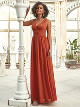 Load image into Gallery viewer, COLOR=Burnt orange | Sleeveless V-Neck Semi-Formal Chiffon Maxi Dress-Burnt orange 1