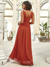 Load image into Gallery viewer, COLOR=Burnt orange | Sleeveless V-Neck Semi-Formal Chiffon Maxi Dress-Burnt orange 2