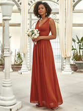 Load image into Gallery viewer, COLOR=Burnt orange | Sleeveless V-Neck Semi-Formal Chiffon Maxi Dress-Burnt orange 3