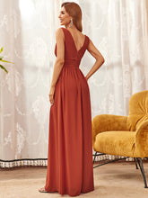 Load image into Gallery viewer, COLOR=Burnt orange | Sleeveless V-Neck Semi-Formal Chiffon Maxi Dress-Burnt orange 2