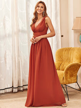 Load image into Gallery viewer, COLOR=Burnt orange | Sleeveless V-Neck Semi-Formal Chiffon Maxi Dress-Burnt orange 3