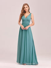 Load image into Gallery viewer, COLOR=Dusty Blue | Sleeveless V-Neck Semi-Formal Chiffon Maxi Dress-Dusty Blue 1
