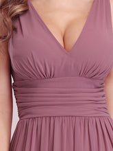 Load image into Gallery viewer, Color=Orchid | Double V-Neck Elegant Maxi Long Wholesale Evening Dresses-Orchid 5