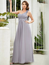 Load image into Gallery viewer, Color=Grey | Maxi Long One Shoulder Chiffon Bridesmaid Dresses For Wholesale-Grey 3