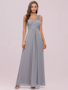 Color=Grey | Maxi Long One Shoulder Chiffon Bridesmaid Dresses For Wholesale-Grey 6