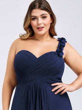 Load image into Gallery viewer, Color=Navy Blue | One Shoulder Plus Size Chiffon Bridesmaid Dresses For Wholesale-Navy Blue 5