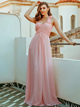 Load image into Gallery viewer, Color=Pink | Maxi Long One Shoulder Chiffon Bridesmaid Dresses For Wholesale-Pink 2