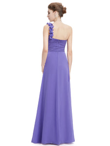 Color=Periwinkle | Maxi Long One Shoulder Chiffon Bridesmaid Dresses for Wholesale-Periwinkle 2