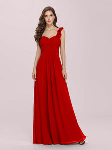 Color=Red | Maxi Long One Shoulder Chiffon Bridesmaid Dresses for Wholesale-Red 4