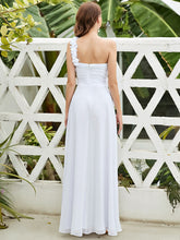Load image into Gallery viewer, Color=White | Maxi Long One Shoulder Chiffon Bridesmaid Dresses for Wholesale-White 2