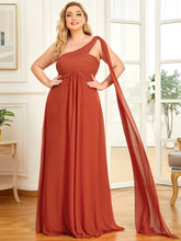 Load image into Gallery viewer, COLOR=Burnt orange | One Shoulder Evening Dress-Burnt orange 2