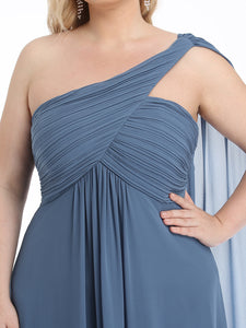 COLOR=Dusty Navy | One Shoulder Evening Dress-Dusty Navy 5