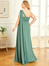 Load image into Gallery viewer, COLOR=Green Bean | One Shoulder Evening Dress-Green Bean 4