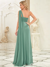 Load image into Gallery viewer, Color=Green Bean | One Shoulder Pretty Chiffon Ruffles Long Evening Dresses for Wholesale-Green Bean 2