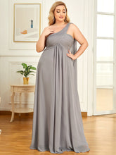 Load image into Gallery viewer, COLOR=Grey | One Shoulder Evening Dress-Grey 3