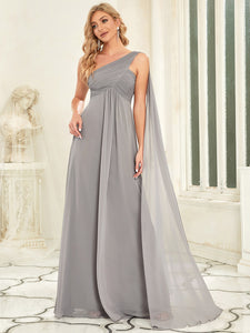 COLOR=Grey | One Shoulder Evening Dress-Grey 3