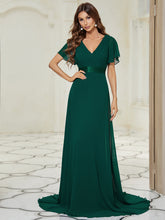 Load image into Gallery viewer, Glamorous Double V-Neck Ruffles Padded Wholesale Evening Dresses EP09890