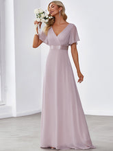 Load image into Gallery viewer, Color=Lilac | Glamorous Double V-Neck Ruffles Padded Wholesale Evening Dresses-Lilac 3