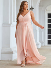 Load image into Gallery viewer, COLOR=Pink | V-Neck High-Low Evening Dress-Pink 2