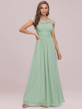 Load image into Gallery viewer, Color=White | Lacey Neckline Open Back Ruched Bust Wholesale Evening Dresses-Mint Green 1
