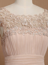 Load image into Gallery viewer, Color=Blush | Lacey Neckline Open Back Ruched Bust Evening Dresses-Blush 5