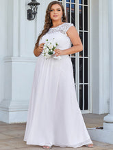 Load image into Gallery viewer, Ever-Pretty Plus Size Floral Lace Sequin Print Evening Dresses  with Cap Sleeve EZ07706
