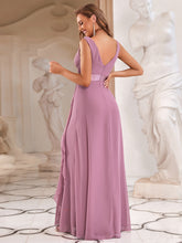 Load image into Gallery viewer, Color=Orchid | Gorgeous Bridesmaid Dress with Deep V-neck -Orchid 3