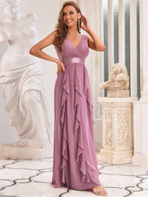 Load image into Gallery viewer, Color=Orchid | Gorgeous Bridesmaid Dress with Deep V-neck -Orchid 4
