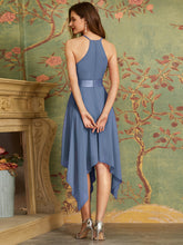 Load image into Gallery viewer, Color=Dark Navy | Modest Halter Wholesale High Waist Chiffon Bridesmaid Dress-Dark Navy 2