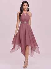 Load image into Gallery viewer, Color=Purple Orchid | Modest Halter Wholesale High Waist Chiffon Bridesmaid Dress-Purple Orchid 1