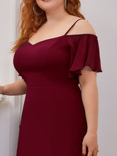 Load image into Gallery viewer, Color=Burgundy | Plain Solid Color Plus Size Wholesale Chiffon Bridesmaid Dress-Burgundy 5