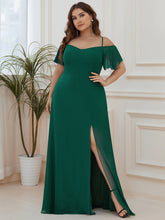 Load image into Gallery viewer, Color=Dark Green | Plain Solid Color Plus Size Wholesale Chiffon Bridesmaid Dress-Dark Green 1