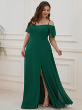 Load image into Gallery viewer, Color=Dark Green | Plain Solid Color Plus Size Wholesale Chiffon Bridesmaid Dress-Dark Green 3