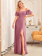 Load image into Gallery viewer, Color=Orchid | Flattering Deep V Neck Flare Sleeves Wholesale Bridesmaid Dresses-Orchid 1
